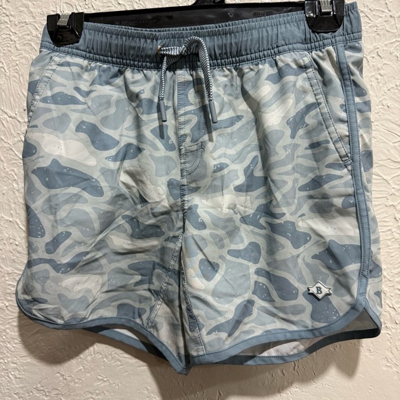 Burlebo Boys Swim Trunks size large 10/12 blue gray - Picture 1 of 3